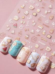 Beautizon Nailartlab 1 miếng dán móng tay hình thỏ hoạt hình/sushi/bánh ngọt, kiểu dáng dễ thương, dùng để trang trí móng tay. - Nhiều màu - Xem 2