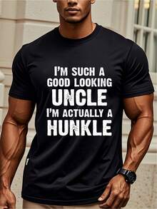 I'M a Really Attractive Uncle; I Could Be Called a Hunkle. This Is a Crew Neck Men'S T-Shirt, Perfect for Uncle Birthday Gifts, Casual Weekends, And Regular Fit. It Features Moisture-Wicking Fabric, Ideal for Daily Casual Wear, Summer Outings - Negro - Ver 1