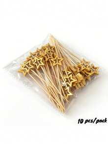 50/100个创意镂空金/银色大星形蛋糕、甜点、沙拉、三明治食品签，一次性水果签，适用于酒店、餐厅、派对 - 彩色 - 查看 14