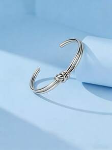 YUZENG Naledi 星形结开口手镯 | 简约银色扭纹手镯（Naledi 独特手镯伴侣 | 令人惊艳的绝妙创意） - 銀色 - 查看 6