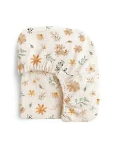 1pc Soft, Breathable 100% Cotton Muslin Baby Crib Sheet, Adorable Floral Cartoon Print, Unisex Newborn Essential - Multicolor - View 30