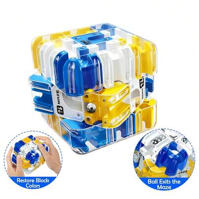 1pc Children's 3D Maze Magic Cube, Brain Training Fidget Sensory Toy, Rolling Ball Maze Cube,Portable Parent-Child Interactive Puzzle Game, Boys And Girls Gift For Birthday Christmas Easter