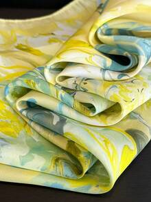 1条女士优雅复古印花轻薄缎面方巾，波西米亚风休闲女士围巾/披肩，轻薄舒适，适合春夏日常佩戴和外出。 - 彩色 - 查看 4