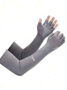 1 Pair Unisex Anti-Cooling Arm Sleeves With Half Finger Gloves, Summer Sunscreen Sweat Absorbing Arm Guards With Non-Slip, Sleeves Men And Women, Outdoor Sports, Cycling, Driving, Feeling Half Finger Screen Sleeves, Resistant Arm Gloves, Long Arm Sleeves - 灰色 - 查看 11