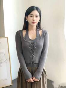 Women Lightweight Cardigans - Grey - View 3