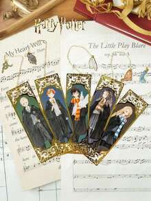 1 pieza Marcapáginas de metal con personajes de Harry Potter, Harry, Ron, Hermione, Luna, Malfoy, marcapáginas huecos vintage con cadena, regalo de papelería adecuado para clubes de lectura, cumpleaños, vacaciones, escritores, amantes de los libros, fans de Harry Potter, regalo de graduación [Autorizado oficialmente] - Multicolor - Ver 2