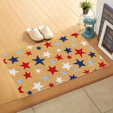 1 Piece Doormat, Patriotic Stars Natural Doormat, Independence Day Red Blue White Stars Doormat, Non-Slip Entrance Mat, Suitable For Independence Day Home Decoration - 1PC - 查看 4