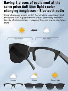 Wireless Smart Sound Multi-Function Bluetooth Glasses, With Wireless Calling, Music Playback, HIFI Sound Quality, HD Lenses, Touch Control, Long Battery Life, Unisex Design And Rechargeable Technology Wireless Smart Glasses Headphones - Black - View 5