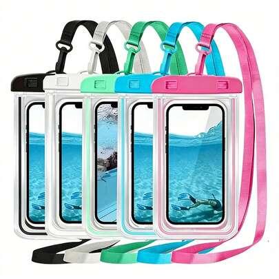 7.5英寸防水手机袋，IPX8级防水，适用于 17/16/15/14 Pro Max、Galaxy S25+/S24+/S26+，气垫防水手机壳，防水手机袋，适用于游泳、沙滩、潜水、冲浪、划船、滑雪、钓鱼、皮划艇、漂流和其他水上运动