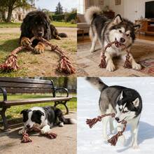 Durable Camouflage Red Colorful Braided Dog Rope Toy For Large Breeds - Heavy Duty Tug Of War Toy, Interactive Chew Toy For Aggressive Chewers, Reduces Boredom,Perfect For Playtime & Training - Multicolor - View 1