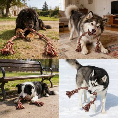 Durable Camouflage Red Colorful Braided Dog Rope Toy For Large Breeds - Heavy Duty Tug Of War Toy, Interactive Chew Toy For Aggressive Chewers, Reduces Boredom,Perfect For Playtime & Training