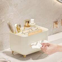 Hộp khăn giấy đa năng cao cấp, hộp đựng điều khiển từ xa cho bàn cà phê phòng khách, hộp đựng khăn ăn cho bàn ăn, hộp đựng đồ trang sức, mỹ phẩm, khăn giấy chống thấm nước cho phòng tắm, màu kem. - Nhiều màu - Xem 5