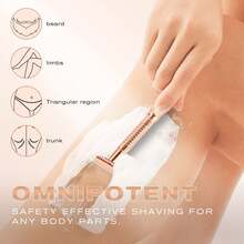 Dao cạo tay mạ vàng hồng, cán kim loại, lưỡi dao hai cạnh bằng thép không gỉ, dụng cụ cạo và tẩy lông, bao gồm 10/20/40/100 lưỡi dao thay thế có cán, có thể tái sử dụng. - Nhiều màu - Xem 7