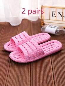 Pantuflas antideslizantes, estilo unisex para parejas, pantuflas de baño de secado rápido para la casa - rosa - Ver 10