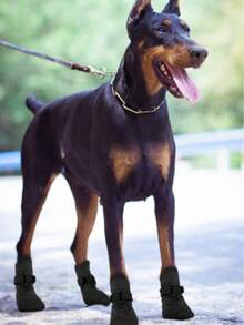 Ngo狗狗防水袜，宠物狗硅胶雨靴，防滑耐磨户外运动鞋袜 - 黑色 - 查看 4