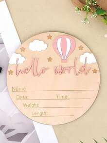 Newborn Birth Announcement Sign, Wooden Baby Name Plaque, Baby Baptism Decoration, Baby Girl Boy Photo Prop, Family Gift, Baby Baptism Easter Gift - Hot Air Balloon - View 4