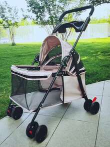 Xe đẩy thú cưng 2 trong 1 kiêm xe đẩy mua sắm cho chó và mèo lớn tuổi, xe đẩy gấp gọn siêu nhẹ 3,7kg với giỏ đựng có thể tháo rời, giảm xóc và thoáng khí, xe đẩy thú cưng di động. - màu đen - Xem 1