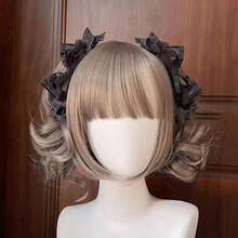 1个日系洛丽塔Y2K蝴蝶结发夹，可爱3D双马尾发夹，适合女孩，聚酯纤维材质 - 彩色 - 查看 3