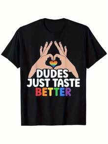 Camiseta de manga corta con cuello redondo para hombre, camiseta Rainbow Pride - una camiseta de cuello redondo con diseños creativos y patrones de colores vibrantes, adecuada para todas las estaciones. - Negro - Ver 1