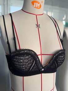 Áo ngực ren gợi cảm dành cho nữ châu Á, có đệm mút, không gọng, nâng ngực tạo đường cong quyến rũ [Dành cho vòng một nhỏ nhắn] - màu đen - Xem 8