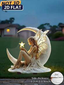 2D平面亚克力永恒之光花园仙女插杆，1个装 - 耐候户外草坪装饰，灯光设计绚丽，经久耐用，适合前院和花园展示，是自然爱好者的完美礼物，适用于11个节日 - 多彩 - 查看 2