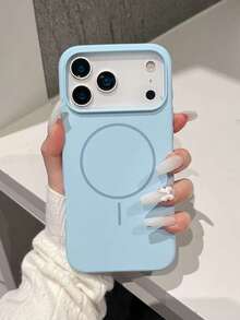 奢华磁吸软硅胶手机壳，兼容 17 Pro Max/17/16/15/14/13/12/11 Pro Max Plus，支持磁吸无线充电，防震保护套 - 遠峰藍 - 查看 1