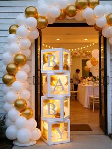 Boîte de ballons pour baby shower, boîte de rangement de ballons décorée, boîte de lettres DIY, boîte cadeau de décoration de fête d'anniversaire, boîte de ballons de décoration de fête de baby shower, faveurs de fête, décoration de chambre d'enfant, cadeau de Pâques, boîte de décoration de mariage, accessoires de photographie d'arrière-plan, fournitures de fête de remise des diplômes, Saint-Valentin - Multicolore - Voir 5