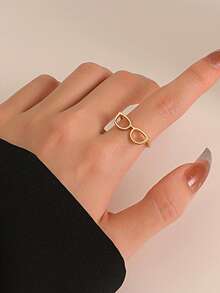 1pc Minimalist Cute Glasses Adjustable Ring, Quirky Personalized Mini Glasses Ring - Multicolor - View 7