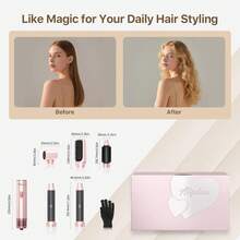 Extra Powerful 5-In-1 Hair Dryer Multi-Function Salon-Grade Styling Tool Set | 5 Detachable Interchangeable Heads + 3 Precise Temperature Settings | Auto-Curl And Multiple Styling Options (Curl/Wave/Straight/Smooth/Volumize/Inward Curl/Outward Curl) | No Frizz Static Long-Lasting Style, Suitable For All Hair Types (Fine/Coarse/Curly/Straight) Perfect For Gifts And Home/Travel Use, Multi-Scenario, Suitable For Fine/Coarse/Soft Hair Types - Pink - View 6