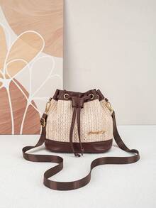 2026新款时尚女士手提包，镂空水桶包，韩版女士斜挎草编包 - 彩色 - 查看 5