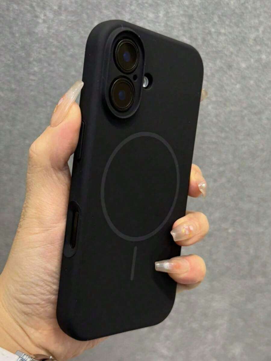 1pc Matte Liquid Silicone Minimalist Magnetic Phone Case, Compatible With IPhone 17 Air 16 15 14 13 12 Pro Max Plus, Supports Wireless Charging, Soft Silicone Back Cover - Màu xanh Bạc hà - Xem 1