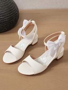 1 Pair Girls' Fashion High Heel Sandals, Suitable For Summer - White - View 2