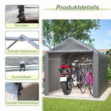 Grey Bicycle Shelter/Tool Shed 160 X 220 X 165 Cm With Roll-Up Door - Waterproof PE Material - Grey - View 8