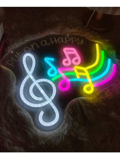 1 biển hiệu đèn neon hình nốt nhạc nhiều màu sắc, đèn LED trang trí tường, có thể điều chỉnh độ sáng, dùng nguồn USB, lý tưởng cho lễ hội âm nhạc, quán bar, tiệc tùng, sinh nhật, câu lạc bộ, trang trí phòng ngủ, món quà hoàn hảo cho sinh nhật và các lễ hội.