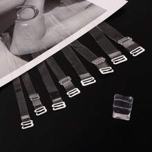 8pcs Wider Transparent Matte Invisible Bra Straps With Adjustable Clear Shoulder Straps, Non-Slip Clips - Clear - View 1