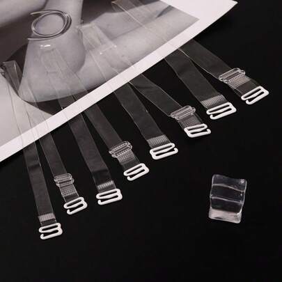 8pcs Wider Transparent Matte Invisible Bra Straps With Adjustable Clear Shoulder Straps, Non-Slip Clips