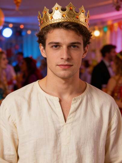 Vương miện đính đá giả dành cho nam, băng đô cài tóc hình vua cho tiệc sinh nhật, phụ kiện hóa trang vai vua, phụ kiện đội đầu cho biểu diễn sân khấu.