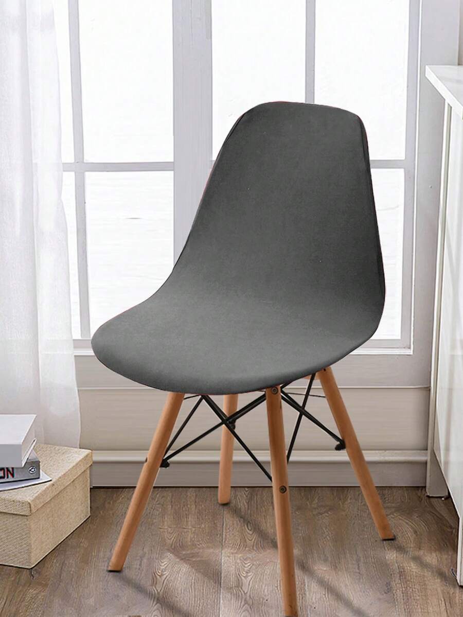 1pc Milk White Shell Chair Cover, Stretch Slipcover, Nordic Shell Chair Cover, Modern Minimalist Style, Suitable For All Seasons, Curved Chair Cover, Durable Anti-Splash, Anti-Scratch, Cross-Border Eames Chair Cover - Light Grey - View 1