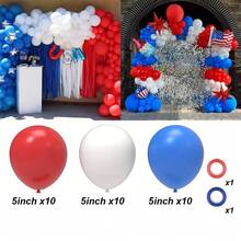 124 pièces Kit d'arche de ballons rouge, blanc et bleu, ensemble de ballons bleu royal, rouge et blanc de différentes tailles pour guirlande de ballons comme décorations du 4 juillet, décorations de fête sur le thème de la Fête de l'Indépendance, fournitures de fête d'anniversaire pour enfants - Multicolore - Voir 10