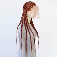 ZigZag Hair 预修剪蕾丝前假发，铂金色、银色、姜棕色，编织合成蕾丝前假发，耐热纤维假发，适合日常佩戴、节日、派对、角色扮演、万圣节 - 彩色 - 查看 6