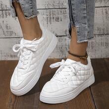Giày thể thao nữ đế dày, kiểu dáng thường ngày, giày vải nhẹ thoáng khí mới cho mùa hè. - trắng - Xem 4