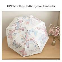 1pc Super Stylish Butterfly Print Umbrella, UV Protection Sunshade Umbrella, Foldable Outdoor Travel Parasol - A - View 2