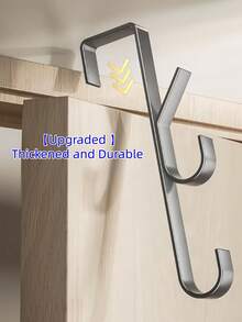 1个简易安装门钩 - 重型金属衣架，无需钻孔即可安装在门上。卧室门后挂钩架，适用于悬挂衣物、帽子和包包，节省空间设计，适用于卧室、宿舍、衣柜、公寓、鞋柜、钥匙架、家居用品、卧室配件 - 豎排掛鉤 - 查看 9