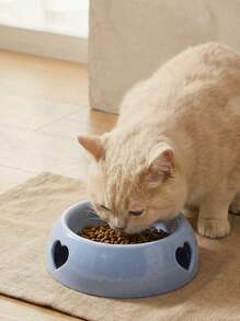 PETSIN 1pc Anti-Spill Pet Bowl For Dogs And Cats, Heart Shaped Plastic Bowl For Food And Water - Multicolor - View 1