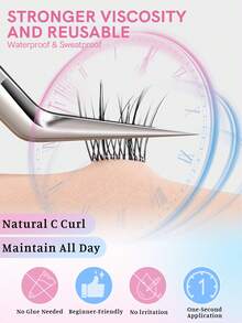 120pcs Self-Adhesive False Eyelash Clusters, Mixed Length Fluffy Set, No Glue Needed, Fluffy Individual False Lashes, Self-Adhesive DIY Eyelash Extension, Pre-Glued Lash Clusters, Natural Lengthening C-Curl Lash Clusters, No Glue Or Makeup Remover Needed, False Eyelashes, Lash Clusters, Individual False Lashes, Eyelashes, False Lashes - C - View 5