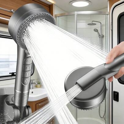 Đầu vòi sen 4 chế độ áp lực | Đầu bàn chải massage silicon có thể tháo rời | Thiết kế nút tắt một chạm | Đầu vòi sen cầm tay áp lực cao | Phụ kiện phòng tắm đa năng dùng trong gia đình