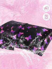 2个蝴蝶印花枕套（不含枕芯），面料柔软，适用于日常客厅、卧室装饰、沙发靠垫套、汽车枕套，也适用于家庭和宿舍床上用品。 - 藍色蝴蝶 - 查看 4