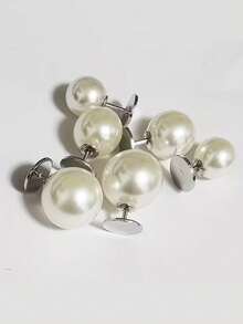 12pcs No-Sew Detachable Reusable Pearl Rivet Buttons, Suitable For Clothing Crafts, White Snap Buttons, Elegant DIY Fashion Accessory (12mm) - White - View 8
