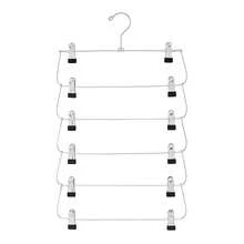 Layer Multi-Functional Metal Hanger Storage Skirt Clips Pants Clips White Clips - Silver - View 12