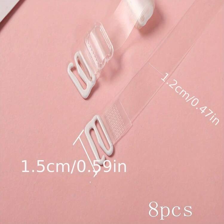 8pcs Wider Transparent Matte Invisible Bra Straps With Adjustable Clear Shoulder Straps, Non-Slip Design - Frosted - View 5